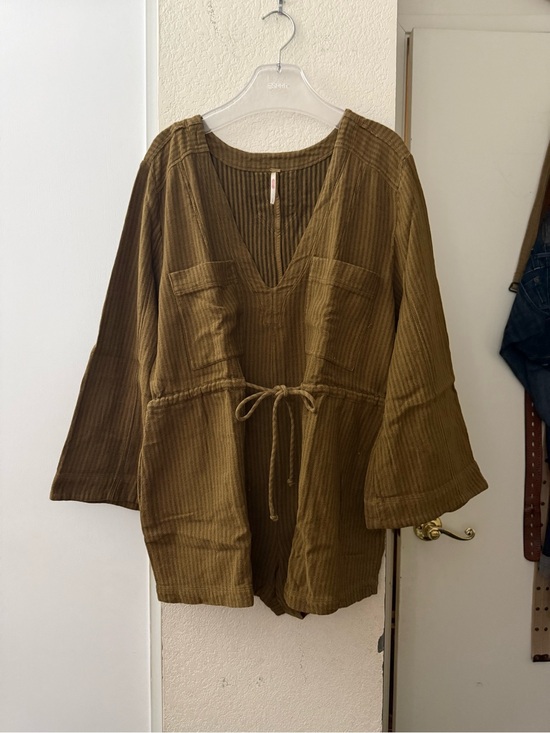 Free People Other - Free People Solstice Washed Shortall Romper Brown Viper L